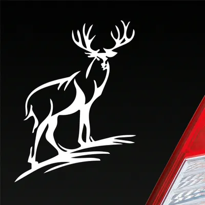 Produktbild von Auto Aufkleber Hirsch Geweih Jäger Wild Jagd 12x9 cm Weiss Matt Sticker Heckscheibenaufkleber