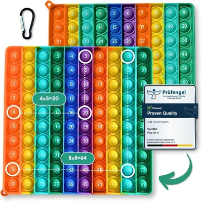 Productafbeelding van Pop on it 2 in 1 tafel van vermenigvuldiging en honderdveld - Rekenspel voor montessori