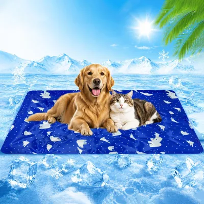 Kühlmatte für Hunde, selbstkühlend, wasserdicht, 60x90 cm, dunkelblau