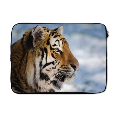 Produktbild von MuchoWow® Laptop Hülle 13 Zoll Tiger - Schnee - Natur Laptoptasche - Laptophülle - Sleeve - Rundumschutz