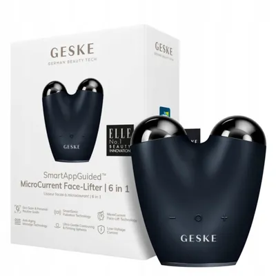 Obrázok produktu pre 6-v-1 mikropúdový masážny prístroj na lifting tváre, aplikácia GESKE, čierny