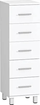Produktbild von Badezimmerschrank Schmaler Badschrank mit 5 Schubladen für Badezimmer  30 x 30 x 95 cm Weiß
