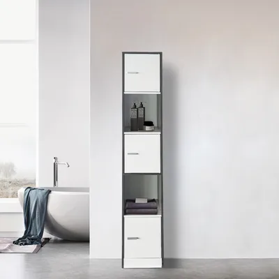 Immagine prodotto di Mobile a colonna per bagno - mobile contenitore per bagno, camera da letto o ingresso - altezza 180 cm - colore grigio