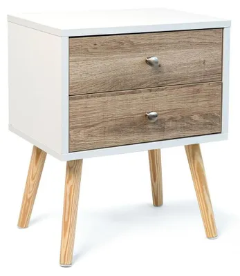 Nachttisch 2 Schubladen 40x30x49,5 cm weiß Melamin