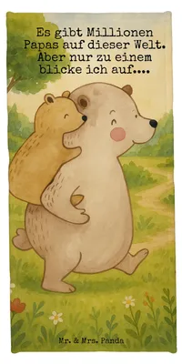 Produktbild von Mr. & Mrs. Panda Reisehandtuch Papa Bär Design - Blau Pastell - Geschenk, Handtuch, Strandtuch, Vatertag, Geburtstag, sporthandtuch, Badehandtuch, Duschtuch, Muttertag