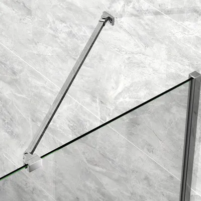 Image de Barre stabilisatrice pour douche 50 cm, support mural pour paroi de douche fixé en haut  pour verre de 6 à 8 mm, barre de maintien pour paroi de douche réglable à 180°, alliage de zinc chromé