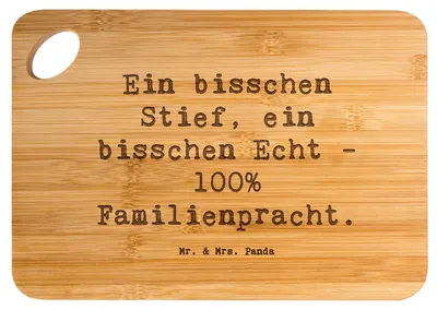Produktbild von Mr. & Mrs. Panda Holzbrett Spruch Liebe Stiefenkel - Transparent - Geschenk, Frühstücksbrett, handgemacht, Weihnachten, Familie, Geburtstage, Familienzusammenhalt, Brett