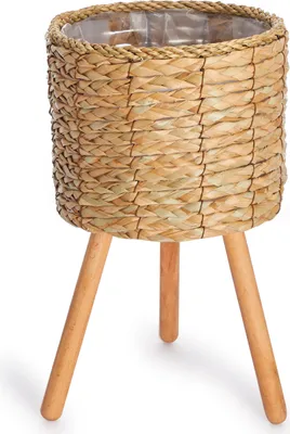 Produktbild von Blumentopf Übertopf Groß Blumenkübel Innen Pflanzentopf Set Korb Geflochten Holz 3pcs Set / Design 2