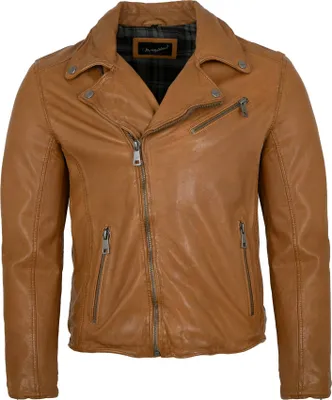 Produktbild von Mauritius - Herren Lederjacke Bikerjacke Lammnappa caramel : L