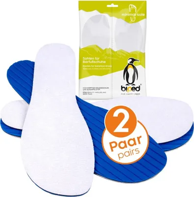 Produktbild von biped minimal sole MANJARIN - 2 Paar Frottee Einlegesohlen mit Baumwolle und Aktivkohle - spezielle Form für Barfußschuhe