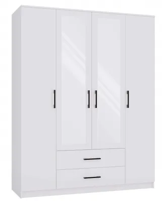 Produktbild von Kleiderschrank 160 cm mit Spiegel und Schubladen RAGNAR – weiß