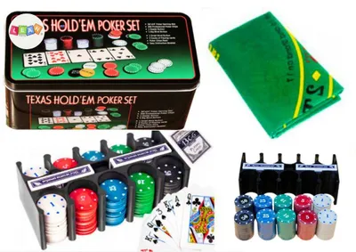 Produktbild von Pokerspiel-Set, 2 Kartendecks, Chips, Spielbrett