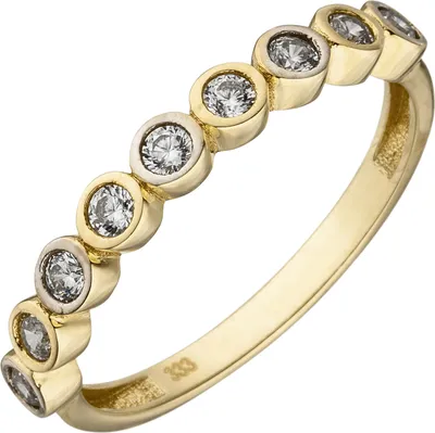 Produktbild von Gr. 58 Damen Ring 333 Gold Gelbgold bicolor 9 Zirkonia Goldring