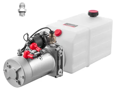 Produktbild von SucceBuy 7-Liter-Hydraulikaggregat für Kippanhänger, Betriebsdruck bis 22 MPa, Förderleistung 3,4 L/min, 12 V DC Hydraulikpumpe mit robustem Metallbehälter, Weiß