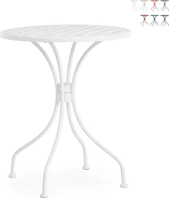 Produktbild von Runder Gartentisch 60 cm im Vintage Shabby-Chic-Stil Lizette YES - Weiß