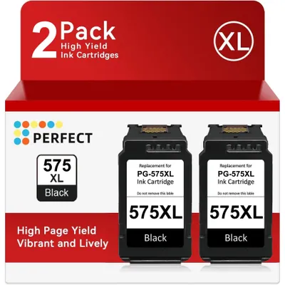 Produktbild von 2er Black Patronen PG-575 XL für Canon 575 XL Pixma TS3550i TS3551i TR4750i Canon PIXMA TS 3550i, Canon PIXMA TS 3551i, Canon PIXMA TS 3750i,Canon PIXMA TS 3751i, Canon PIXMA TS 3752i,