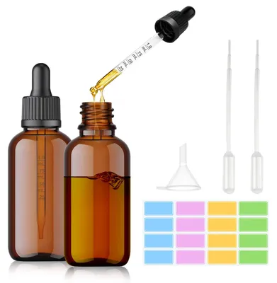 2 Pipettenflaschen 50 ml braun Glas mit Tropfpipette