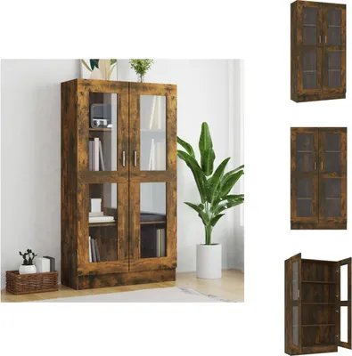 Produktbild von vidaXL Vitrinenschrank Räuchereiche 82,5x30,5x150 cm Holzwerkstoff -  Bücherregale & Bücherschränke