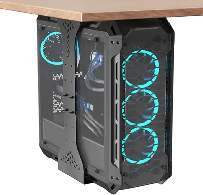 Produktbild von PC Halterung unter Schreibtisch, 35 kg Tragkraft, verstellbare Breite 340 mm, schwarz, für Büro