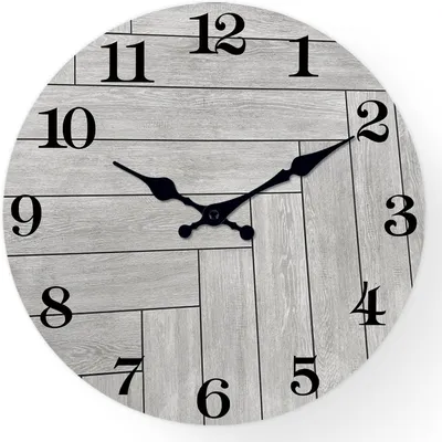 Produktbild von Wanduhr Dekorativ Retro Leise Rustikaler MDF Grau 61 cm Groß