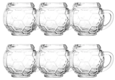 Image de Verre a biere, Chope de bière lot de 6, en forme de football - 0,3 litre