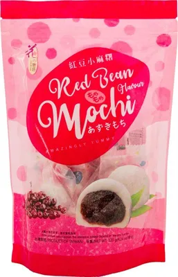 Produktbild von [ 120g ] Love & Love Mochi rote Bohnen / Klebreiskuchen mit Rote-Bohnen-Geschmack / Red Bean Flavour