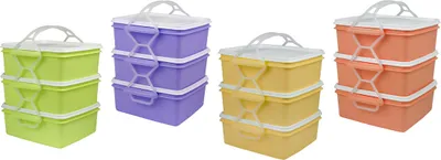 Produktbild von lebensmittelträger 3x1,2l quadratisch 17x15x18,5cm PH mix Farben