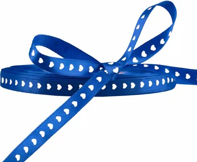 Produktbild von 45m Geschenkband Herzmotiv Satinband Dekoband Herzband 10mm, Farbwahl, Farbe:blau