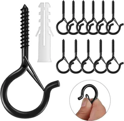 Produktbild von 12 schwarze Haken für Außenbeleuchtung, Vogelzweige, Weihnachtsschmuck, Decken-/Wandmontage