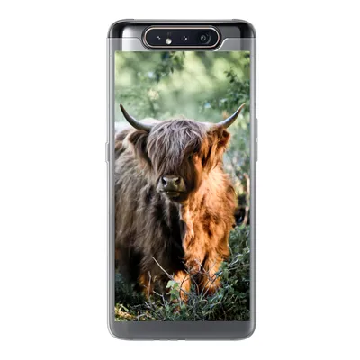 Produktbild von MuchoWow® Handyhülle Schutzhülle Hülle für Samsung Galaxy A80 Schottische Highlander - Wald - Tiere Silikon Softcase Handy Hülle - Schutzdeckel