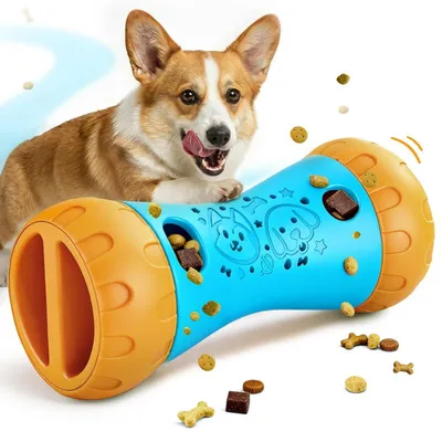 Produktbild von Intelligenzspielzeug für Hunde mit Futterausgabe, Knochenform, Blau-Gelb, 18 cm