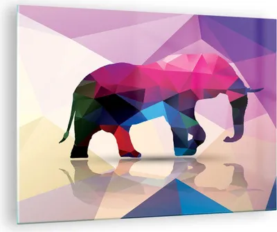 Produktbild von Bilder auf glas - Elefanten Illustration Bunt - 70x50cm - Glasbilder - Wandbilder - Kunstdruck - zum Aufhängen bereit - Wanddekoration aus Glas - Glas Bilder - Wandbild auf Glas - GAA70x50-2807