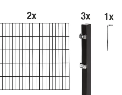 Immagine prodotto di Recinzione a doppia barra Alberts 627751, set completo da 6 elementi, nero opaco, altezza 140 cm, lunghezza 4 m