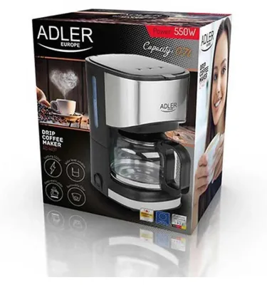 Obrázok produktu pre Adler AD 4407, Kávovar, Mletá káva, 550 W, Čierna, Strieborná