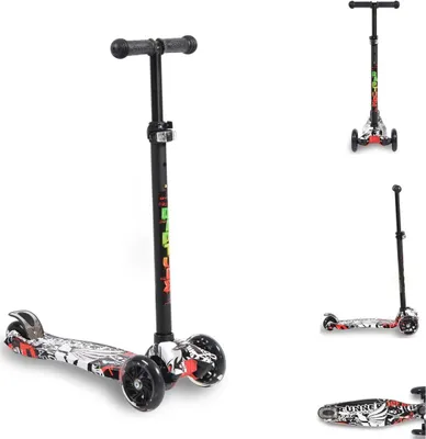 Produktbild von Byox Kinderroller Scooter Rapture aus Alu, Wassertransferdruck, PolyurethanLeuchträder schwarz