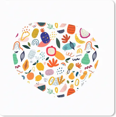 Produktbild von MuchoWow® Mauspad Mousepad Obst - Ananas - Banane - Pflanzen - Weiß 20x20 cm - Mousepads - Maus Mat - Pad - Mausunterlage - Desk Mat - Bureauartikeln
