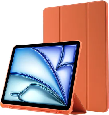 Produktbild von Mobigear Tri-Fold Gel iPad Air 11 Zoll (2025) Hülle TPU,Kunstleder Klapphülle + Stifthalter - Orange