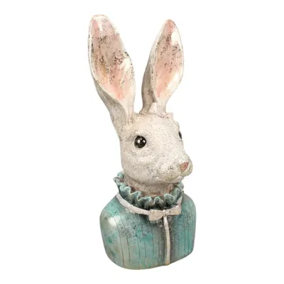 Image de Figurine de lapin, buste, 23 cm, résine, statue de lapin décorative, style baroque, idéale pour la décoration de Pâques et de la maison