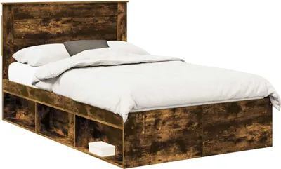 Immagine prodotto di Telaio per letto, colore noce, dimensioni 135 x 190 cm, realizzato in legno di pino massello