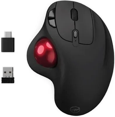 Immagine prodotto di Mouse trackball wireless, MOBILITY LAB, ergonomico per destrimani, ricevitore USB/USB-C, modalità risparmio energetico, nero