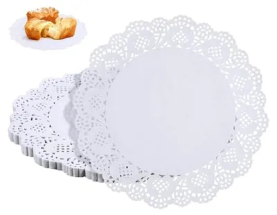 Produktbild von 150 Stück weiße Papierdeckchen, Einweg-Kucheneinlagen für Desserttische bei Hochzeiten und Geburtstagsfeiern