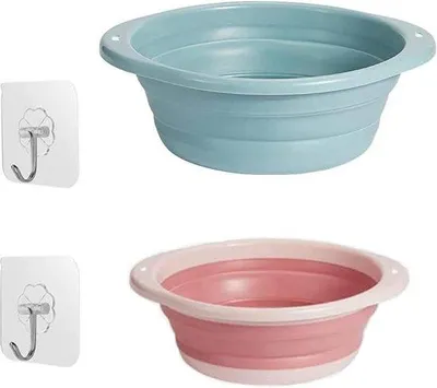 Produktbild von Outdoor-Spülwanne 2er Set für Camping und Reisen - blau und rosa