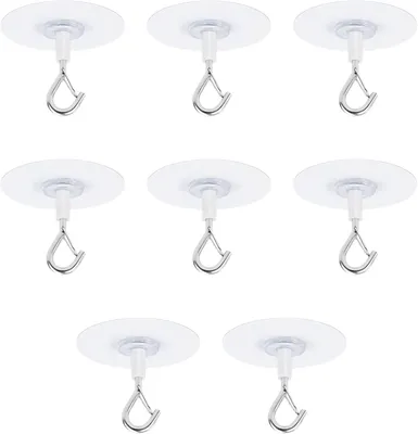 Imagen del producto de Ganchos autoadhesivos para techo, fabricados en hierro galvanizado con revestimiento de PVC, de 6,5 cm, paquete de 8 unidades, para farolillos