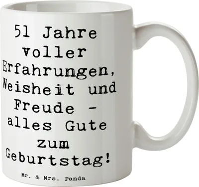 Produktbild von Mr. & Mrs. Panda Pott Spruch 51. Geburtstag - Weiß - Geschenk, Geschenktasse, Geburtstagsparty, besondere Anlässe, Wohlbefinden, Becher, Kaffeebecher, Tasse, Kaffeetasse