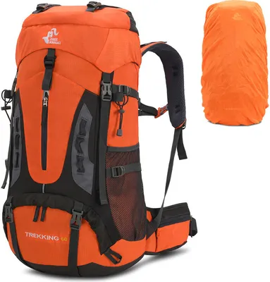 Image de (Orange)Sac à dos de trekking Grande capacité Sac à dos de voyage Imperméable Respirant Résistant à l'usure Outdoor Sac de randonnée Pour la randonnée Alpinisme Camping Voyage Sport