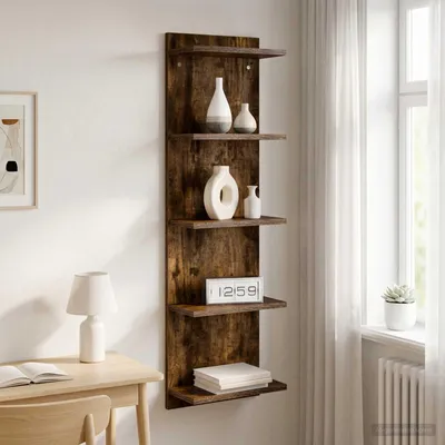 Immagine prodotto di Maison Exclusive - Scaffale a parete in legno effetto rovere, 30 x 15 x 100 cm