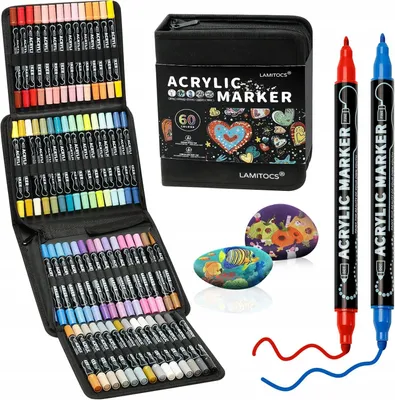 Produktbild von Acrylmarker Set 60 Farben Doppelspitze Schulbedarf