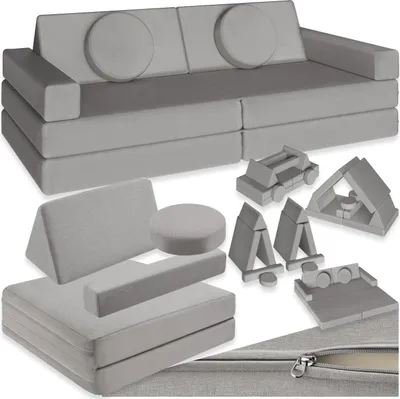 Produktbild von Spielsofa Lilly, 8-teilig, mit Schlaffunktion - 120 cm, grau