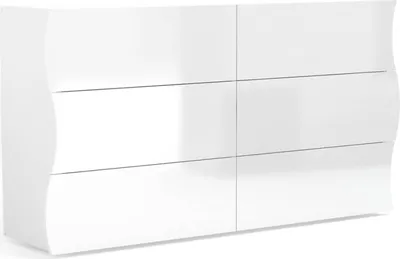 Produktbild von Kommode Tyler, Kommode 6 Schubladen, Kommode für Schlafzimmer, 100%  Italy, glänzend weiß, cm 155x40h82