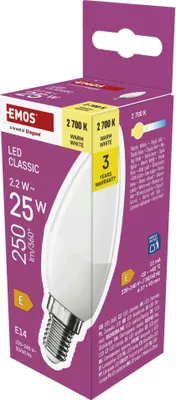 LED žárovka Classic svíčka / E14 / 2,2 W (25 W) / 250 lm / teplá bílá